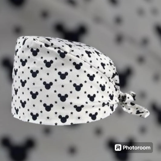 Black/ White Mickey Scrub Cap