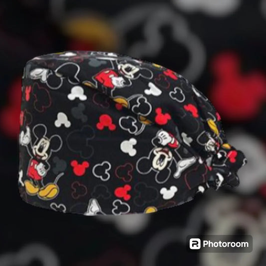 Black Mickey Scrub Cap